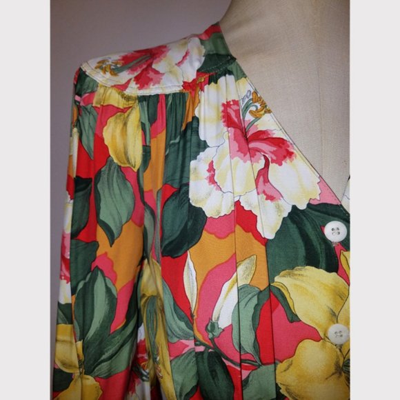 Vtg 80s Carol Anderson Tropical Floral Jumpsuit S - Picture 3 of 8